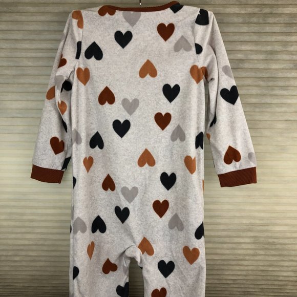 NEW - Carter's 1-Piece Unisex Hearts Soft Cozy Fleece Footie Pajamas Cabincore - Picture 6 of 13